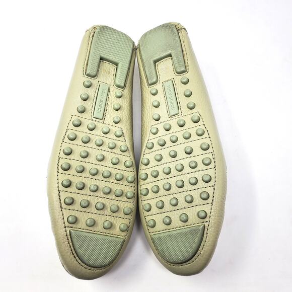 Tory Burch Everly Driver Tumbled Leather Slip On Loafer Sage Green 85159 Sz 6.5 - Picture 7 of 9